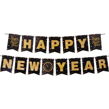 Party dekorace Papírová girlanda sada "HAPPY NEW YEAR" 16 x 20 cm písmena + 5m provázek [1 sada]