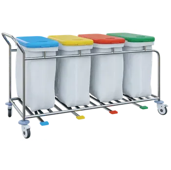 Odpadkový koš VNP Plus 04 vozík na prádlo a tříděný odpad, víko modré, žluté, červené a zelené