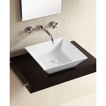 Umyvadlo BESTECO Keramické Umyvadlo na Desku Square 410 (Bílá), Čtvercové Hranaté, 41 x 41 x 12 cm