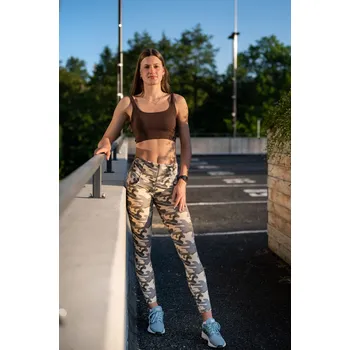 Dámské kalhoty SlimUp Push-up kalhoty vysoký pas zip bavlněné army světlé - XXXL