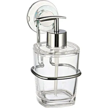 Dávkovač mýdla BISK Erga GECO, nástěnný dávkovač mýdla na přísavky, chromová-čirá, ERG-06725