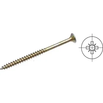 StrongFix Vrut PZ 5x80/49mm zápustná hlava zinek žlutý částečný závit (StrongFix Vrut PZ 5x80/49mm zápustná hlava zinek žlutý částečný závit)