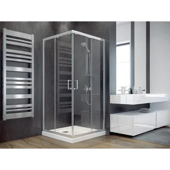 BESCO - Čtvercový sprchový kout MODERN 185 - Barva rámu - Chrom/Leštěný hliník (ALU), Rozměr A - 90, Rozměr B - 90, Rozměr C - 185, Směr zavírání - Univerzální Levé / Pravé, Výplň - Frost bezpečnostní sklo - 6 mm BOD90CTVERCF