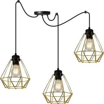 Závěsné svítidlo Fusion Spider, 3x zlaté drátěné stínítko