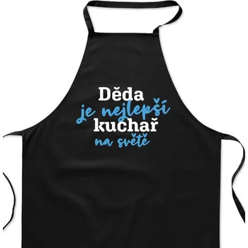 Kuchyňská zástěra Zástěra černá Děda je nejlepší kuchař na světě