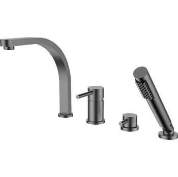 Vodovodní baterie BESCO - 4 - otvorová vanová baterie DECCO grafitová s příslušenstvím BABWD4GR