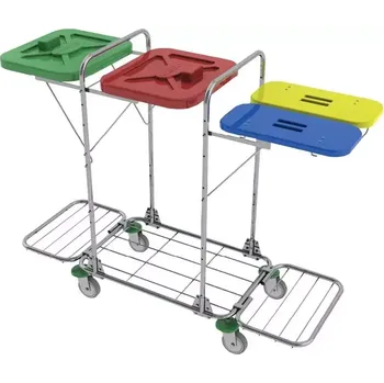 Odpadkový koš VK 120 - 80R vozík na třídění odpadu a prádla, ruční otevírání plast - žlutý, zelený, modrý