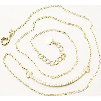 Náhrdelník Dámský náhrdelník stříbro 925 pozlacený se zirkony PKL-5017 délka 42 cm