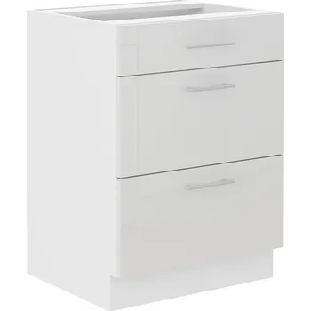 Kuchyňská skříňka 60 D 3S BB, Spodní skříňka LARA bílá lesk, šuplíky Premium Box