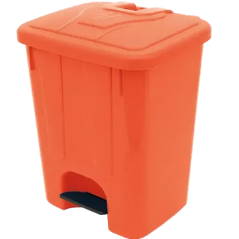 Odpadkový koš BRUNO - 65, koš nášlapný plastový s víkem, objem 65l, oranžový