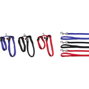 Pro psa Nylonový postroj s vodítkem pro králíky FLAMINGO 1,2m (MIX BAREV)