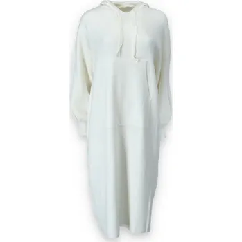 Dámské šaty Šaty/mikina s kapucí úpletová T2242 Itálie barva: bílá-smetanová