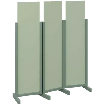 Paraván ATMOSFERE LINE 116, dřevěný 3-dílný paraván, mobilní, výška 1600 mm, rám industrial green, výplň pistáciově zelená