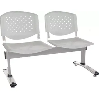 FLORIDA - 2, plastová lavice do čekárny, 2-sedák, šedá, kostra stříbrná