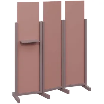 Paraván ATMOSFERE LINE 316, dřevěný 3-dílný paraván, mobilní, výška 1600 mm, rám sandy lilac, výplň antická růžová, polička