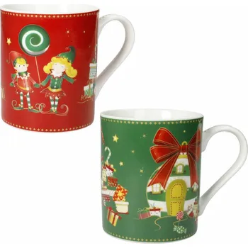 Sada 2 hrnků 350 ml ELFOMAGIA BRANDANI (barva - červená, zelená s motivem)