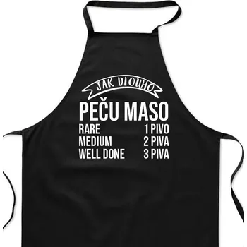 Kuchyňská zástěra Zástěra černá - Jak dlouho peču maso