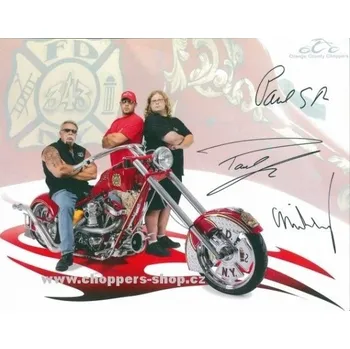 Plakát Orange County Choppers plakát s Autentickými podpisy Fire bike