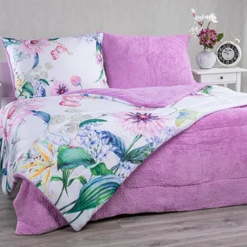deka decoDoma Prošívaná beránková souprava Dual Feel HELEN 3 ks 140 x 200, 70 x 90 cm růžová