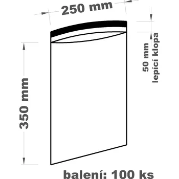 Celofánový sáček PP 25 x 35+5cm lepící klopa