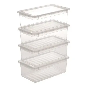 Úložný box KEEEPER Sada úložných boxů s větratelným víkem - BEA Objem: 4x5,6 l, Barva: čirá