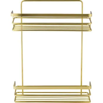 Držák na kartáček BISK Erga NIAGARA, nástěnná dvojitá polička, zlatá lesklá, ERG-05772