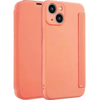 Pouzdro na mobilní telefon Peněženkové pouzdro ze silikonu a PU kůže pro iPhone 15 Plus - oranžové
