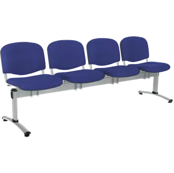 CL - 24, čalouněná lavice do čekárny, 4-sedák, látka SUE - S 9 tmavě modrá, kostra chrom