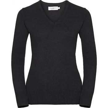 Dámský svetr Russell Collection Pletený dámský pulover z polyakrylu s véčkovým výstřihem Barva: tmavě šedý melír, Velikost: 4XL Z710F