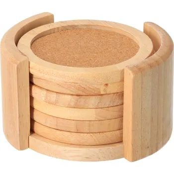 Podtácek Podtácek dřevo/korek 6 ks ve stojanu