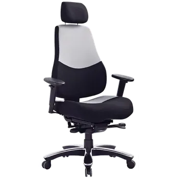 ADMIRAL 24/7 židle kancelářská s podhlavníkem, látka černá/šedá