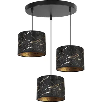 Závěsné svítidlo Werona 3, 3x černé textilní stínítko se vzorem, o, g