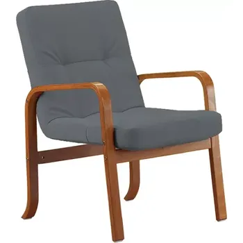 Sedací souprava RO - 10 křeslo čalouněné koženkou Oto, dřevěné OTO SA 2 - koženka tmavě šedá