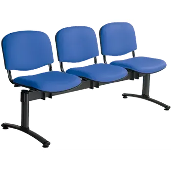 CL - 23, čalouněná lavice do čekárny, 3-sedák, koženka AN - 067 nebeská modrá, kostra černá