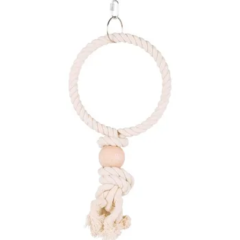 Hračka pro psa Závěsný bavlněný kruh TRIXIE s dřevěnou koulí 19cm