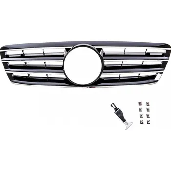 Tuning Sportovní maska - Mercedes-Benz C-Class (W203) Sedan (S203) T-Model 2000-2007 - 4 lišty - chrom / černá lesklá