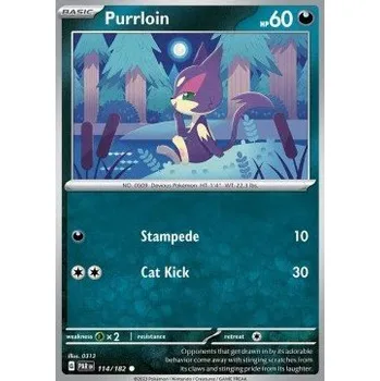 Sběratelská karetní hra Pokémon PAR 114/182 Purrloin - Paradox Rift Stav: Near Mint, Verze: REVERSE HOLO