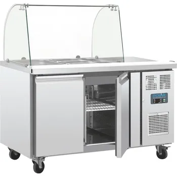 Polar chlazený salátový pult GN s ochranným krytem a dvěma dveřmi