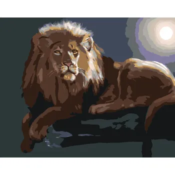 ZUTY Malování podle čísel - LEV LEŽÍCÍ NA VĚTVI (D. RUSTY RUST) Rozměr: 40x50 cm, Rámování: bez rámu a bez vypnutí plátna