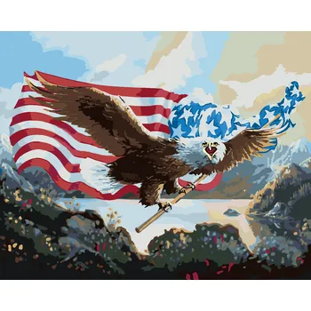 ZUTY Malování podle čísel - OREL S VLAJKOU USA (D. RUSTY RUST) Rozměr: 40x50 cm, Rámování: bez rámu a bez vypnutí plátna
