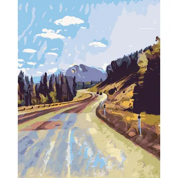 ZUTY Malování podle čísel - SILNICE MEZI LESY Rozměr: 40x50 cm, Rámování: bez rámu a bez vypnutí plátna