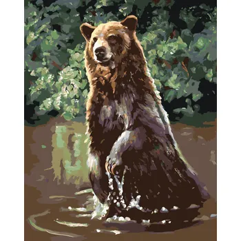 ZUTY Malování podle čísel - MEDVĚD VE VODĚ (D. RUSTY RUST) Rozměr: 40x50 cm, Rámování: vypnuté plátno na rám