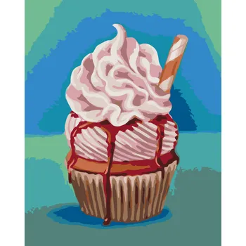 ZUTY Malování podle čísel - CUPCAKE SE ŠLEHAČKOU (MYROSLAVA VOLOSCHUK) Rozměr: 40x50 cm, Rámování: bez rámu a bez vypnutí plátna