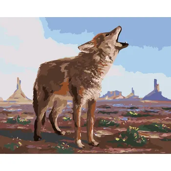 ZUTY Malování podle čísel - VYJÍCÍ KOJOT (D. RUSTY RUST) Rozměr: 40x50 cm, Rámování: bez rámu a bez vypnutí plátna