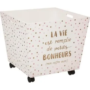 Zlatý dřevěný úložný box na hračky s kolečky