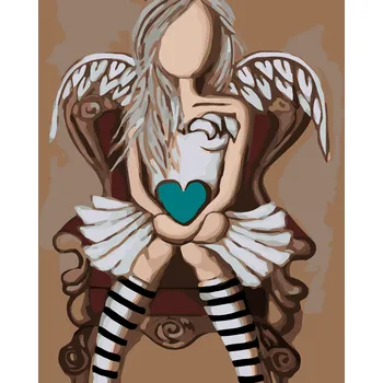 ZUTY Malování podle čísel - ANDĚL SE SRDCEM NA DLANI Rozměr: 40x50 cm, Rámování: bez rámu a bez vypnutí plátna