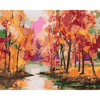 ZUTY Malování podle čísel - BAREVNÁ ALEJ STROMŮ Rozměr: 40x50 cm, Rámování: bez rámu a bez vypnutí plátna