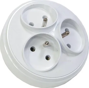 vypínač Timex R-36 BI - trojnásobný adaptér kulatý s uzemněním bílá