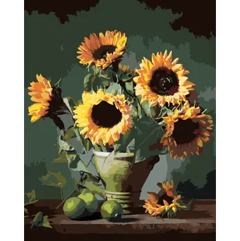 ZUTY Malování podle čísel - SLUNEČNICE A LIMETKY Rozměr: 40x50 cm, Rámování: bez rámu a bez vypnutí plátna