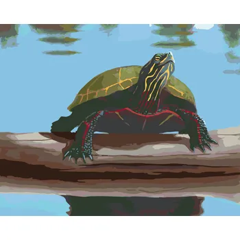 ZUTY Malování podle čísel - ŽELVA U RYBNÍKU (ROBERT JOHNSON) Rozměr: 40x50 cm, Rámování: bez rámu a bez vypnutí plátna